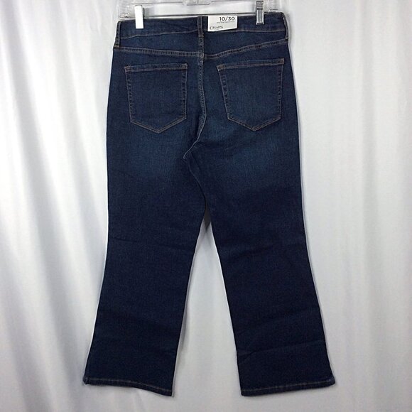 NWT Chaps Mid Rise Crop Kick Jeans Womens 10/30 Blue Dark Wash Denim Str… - Picture 3 of 9